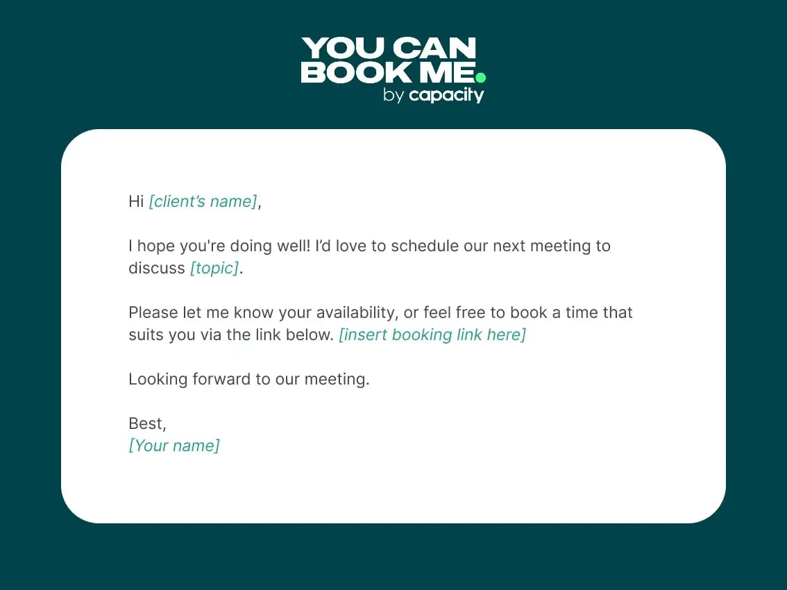 Email template for how to find a time to meet for external meetings