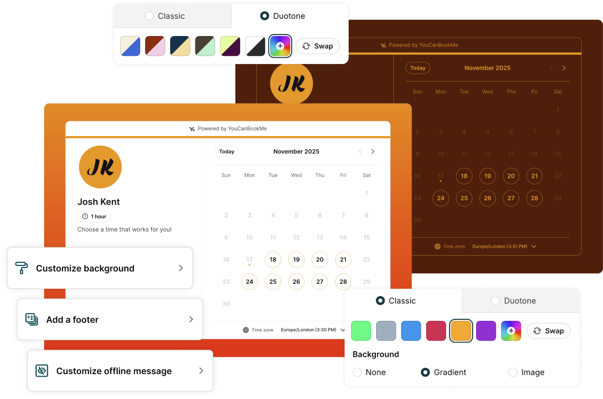 Feature page_ Customizable booking pages - Customize the look