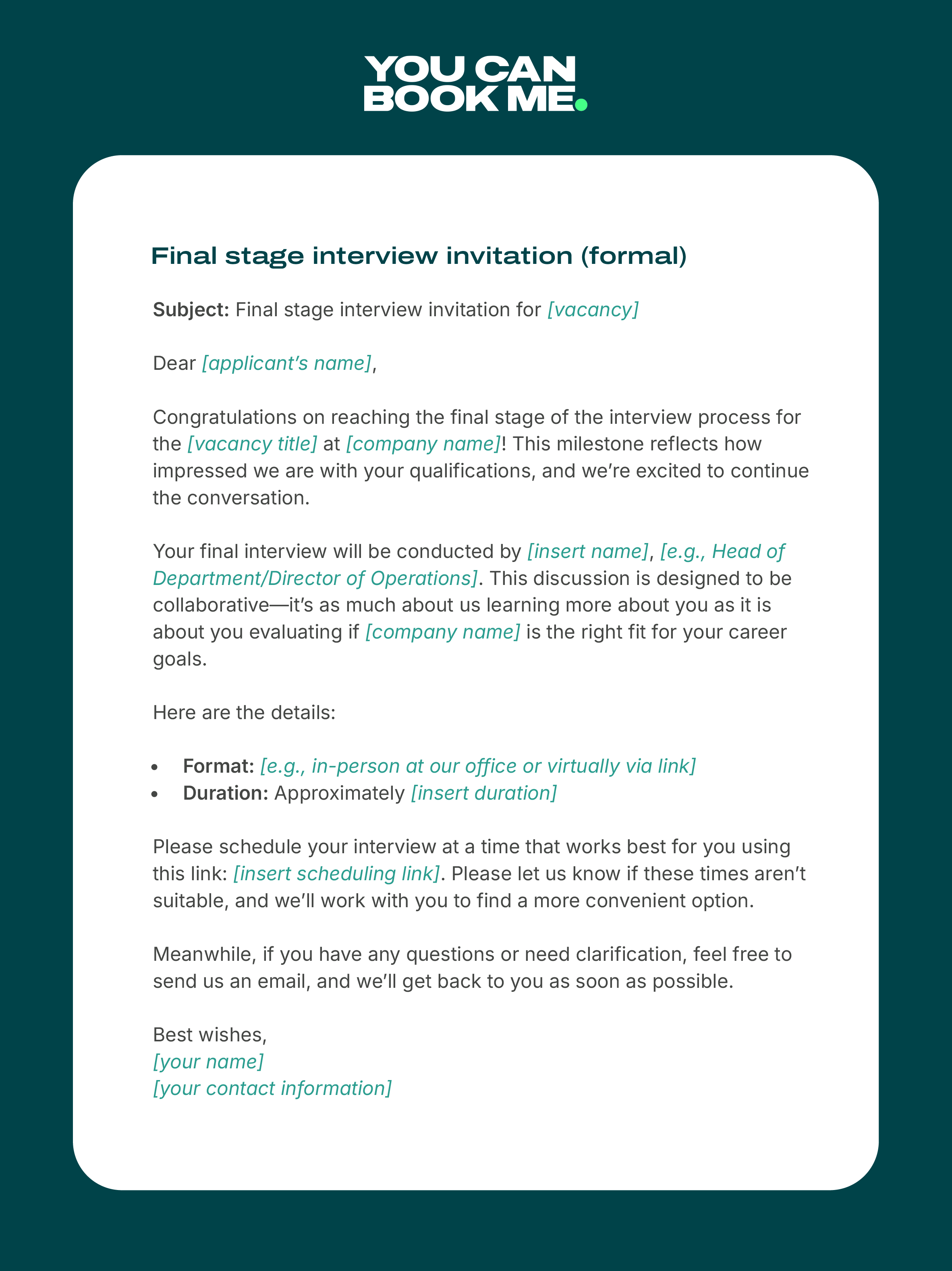 Final Stage Interview Invitation (formal)