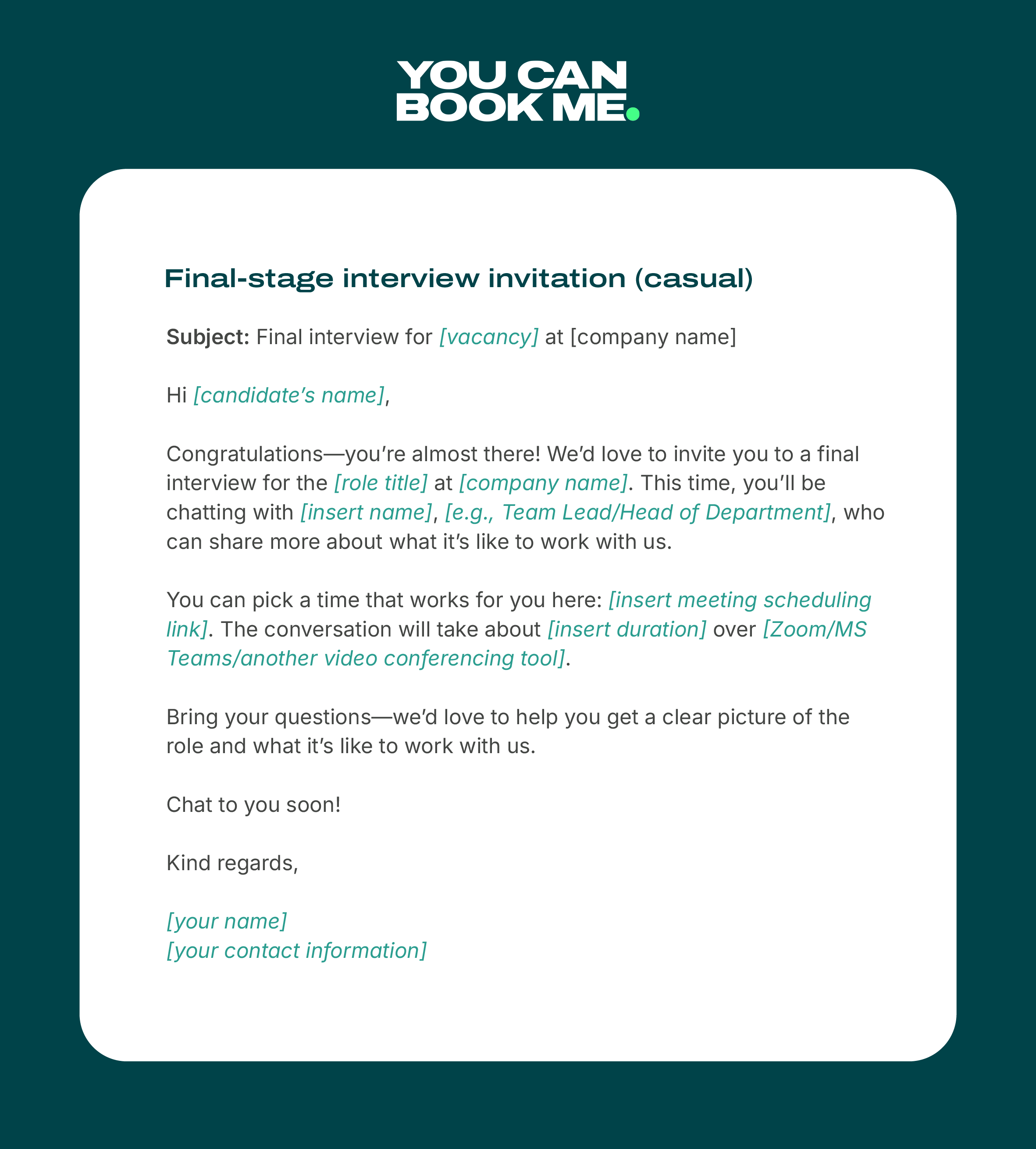 Final stage interview invitation (Casual)