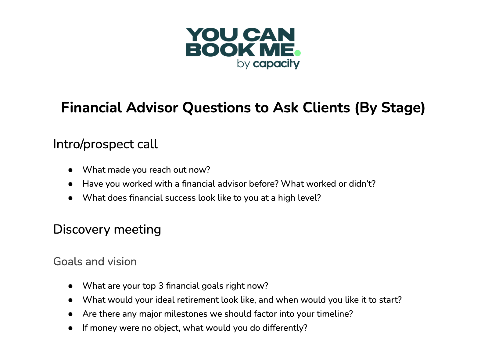 Financial Advisor Questions to ask clients pdf download
