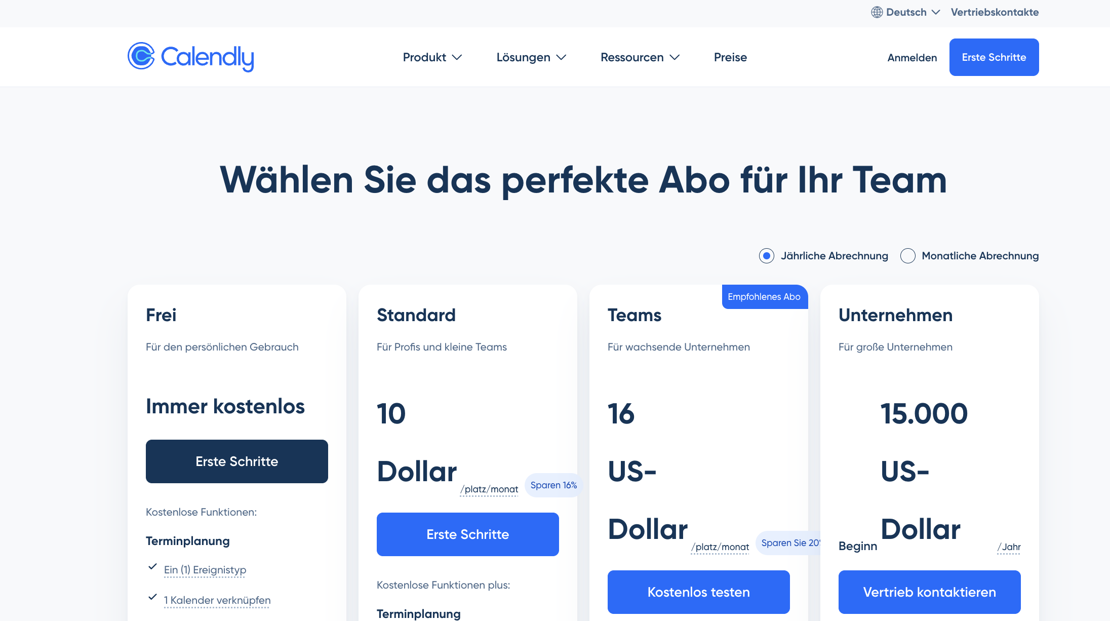 Calendly Pricing German
