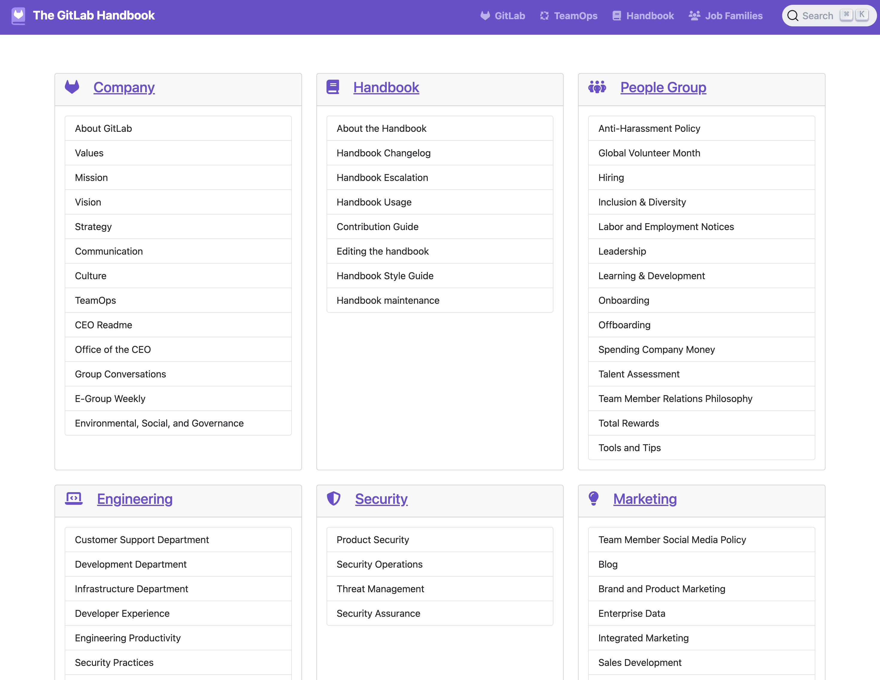 Gitlab employee handbook example
