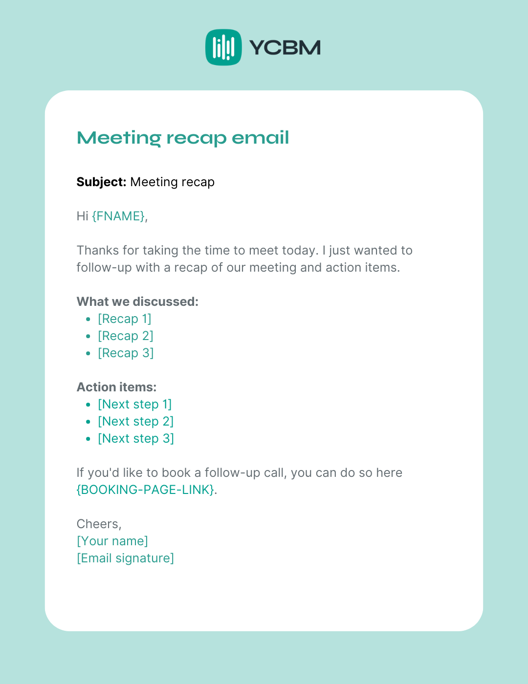 Meeting recap email template