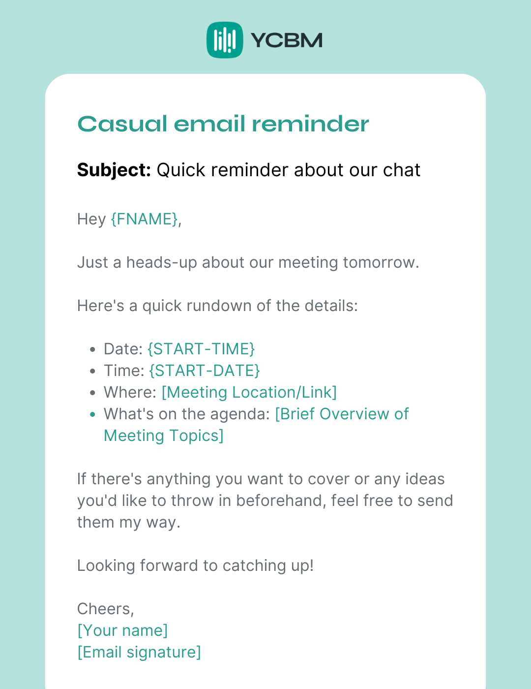 Casual meeting email reminder