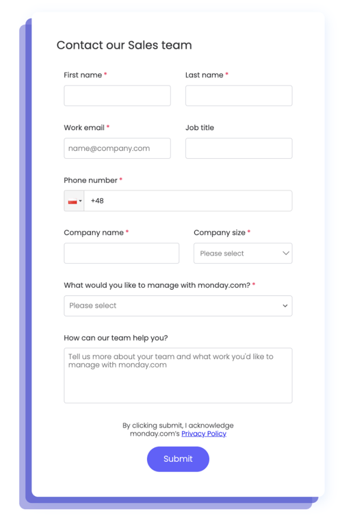 Monday.com Lead Form Example