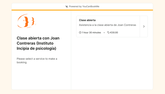 Pagina de reservas de Joan