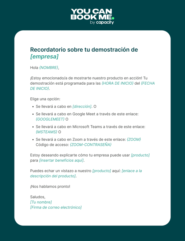 Plantilla de correo para recordar demostraciones de productos - Template 2.2