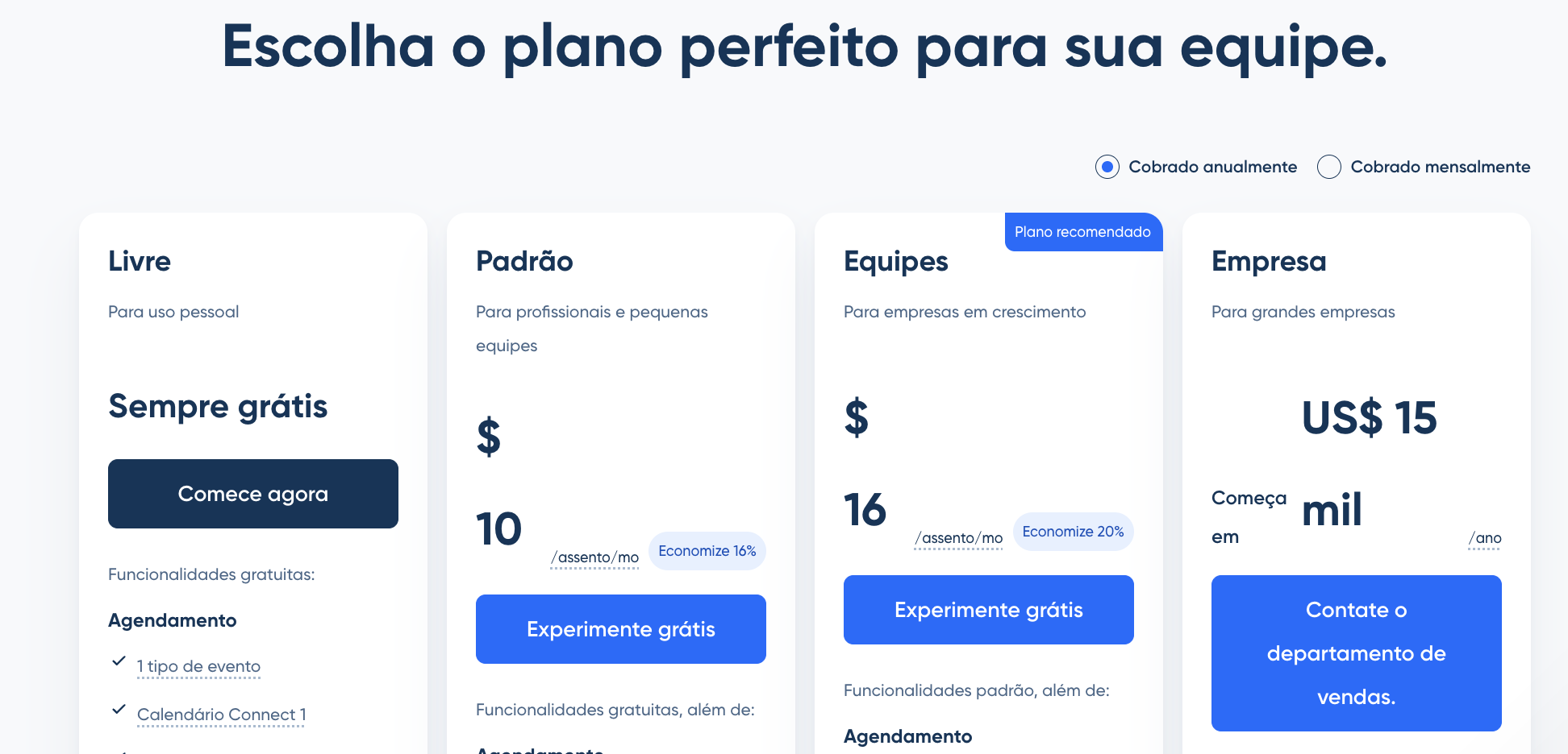 Calendly Portuguese Pricing