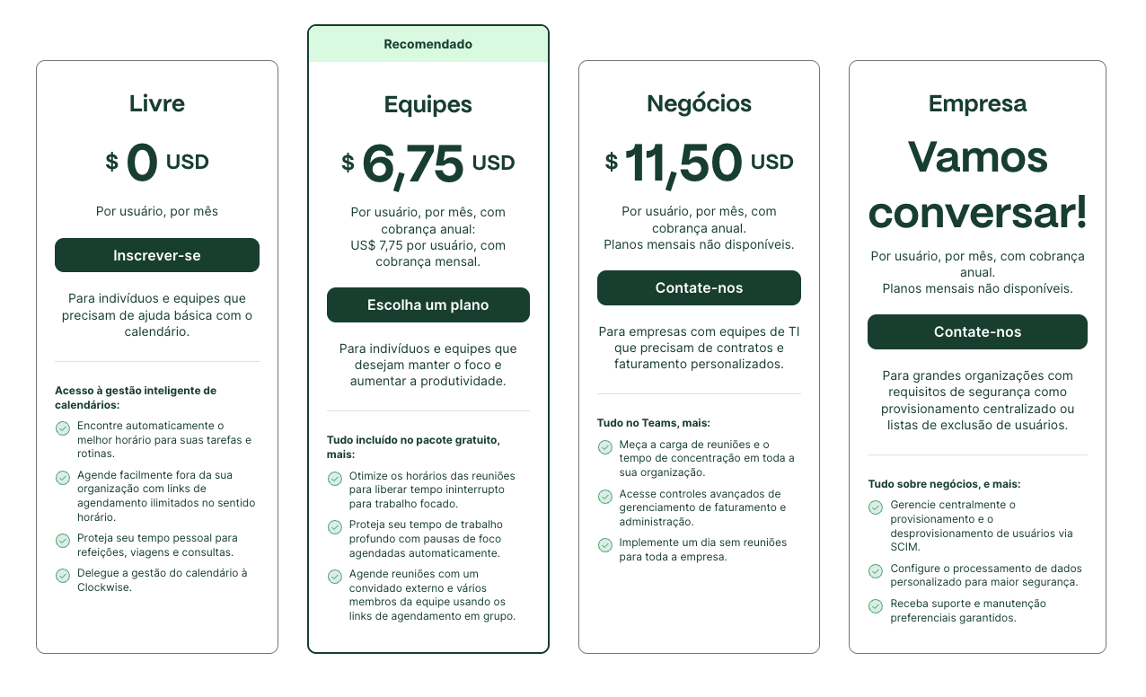 Clockwise Pricing Portugese