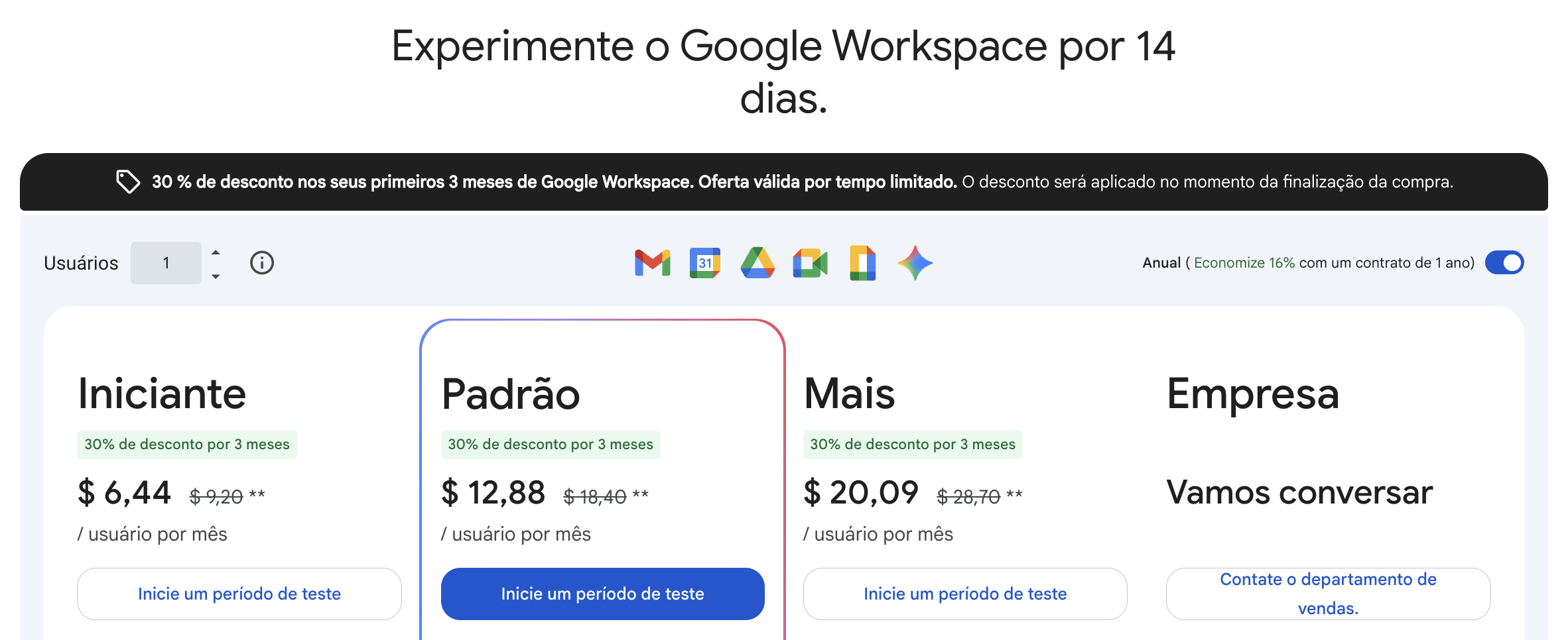 Google Cal Pricing Portugese