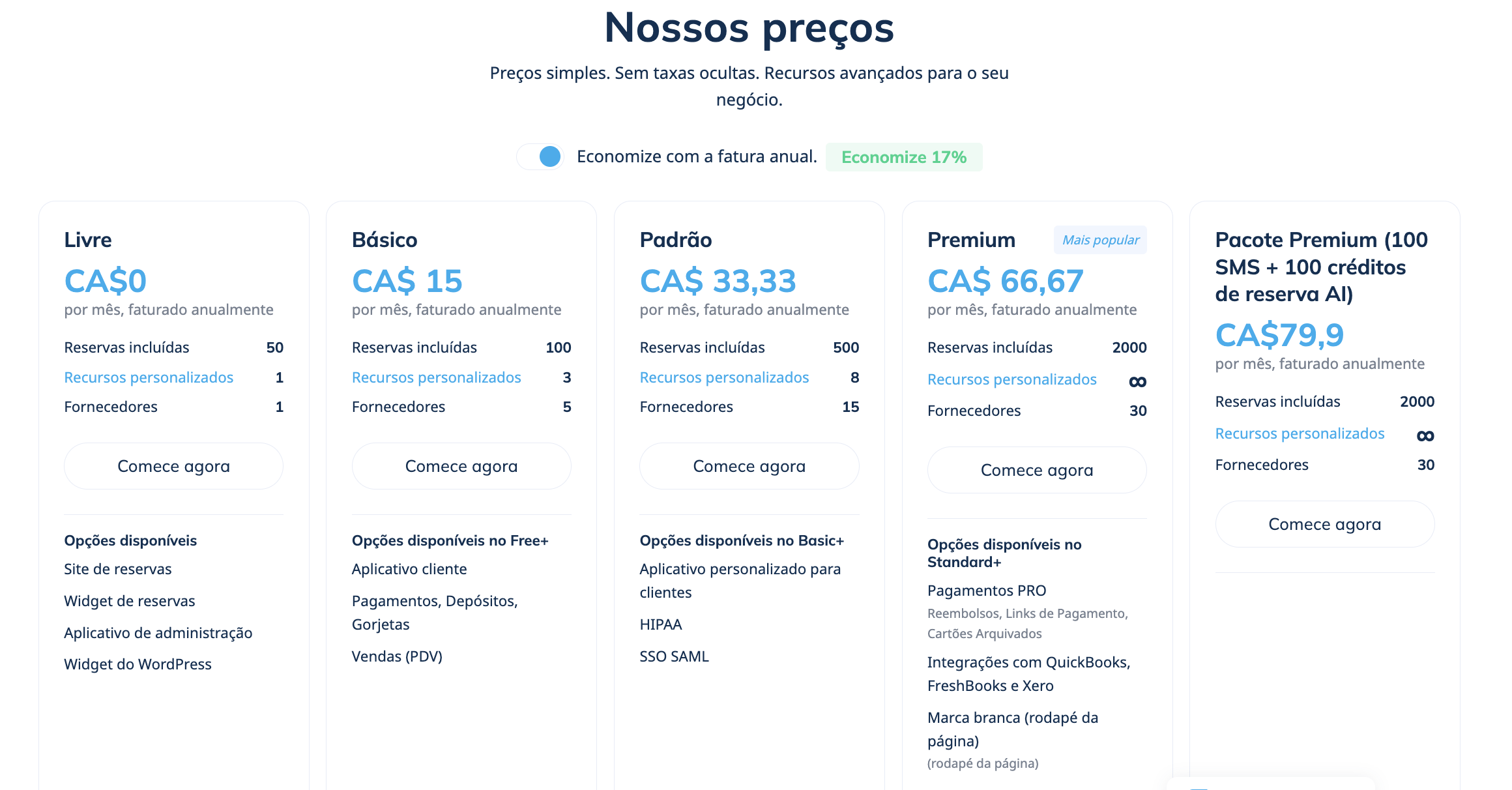 SimplyBook.me Portuguese Pricing