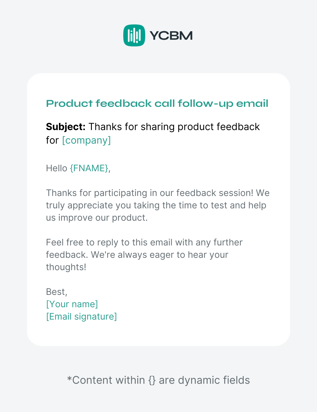Product feedback follow-up email