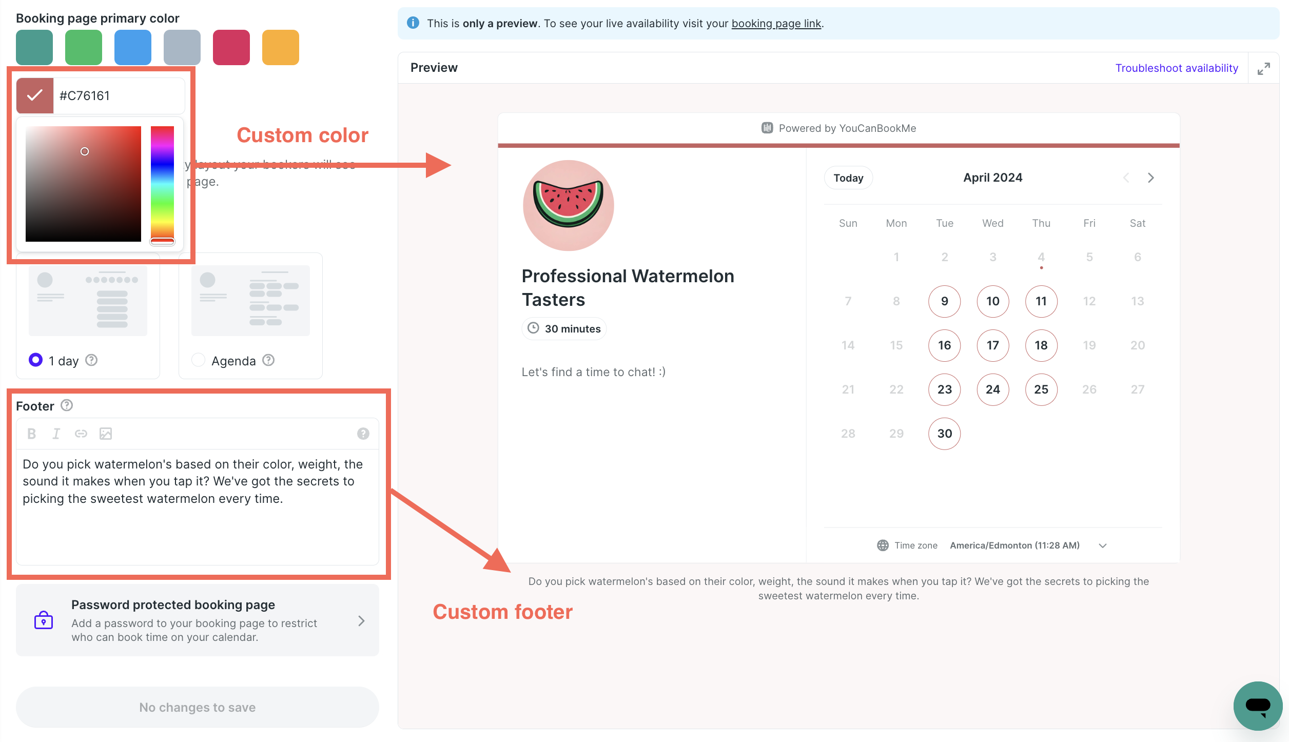 YouCanBookMe Customization options