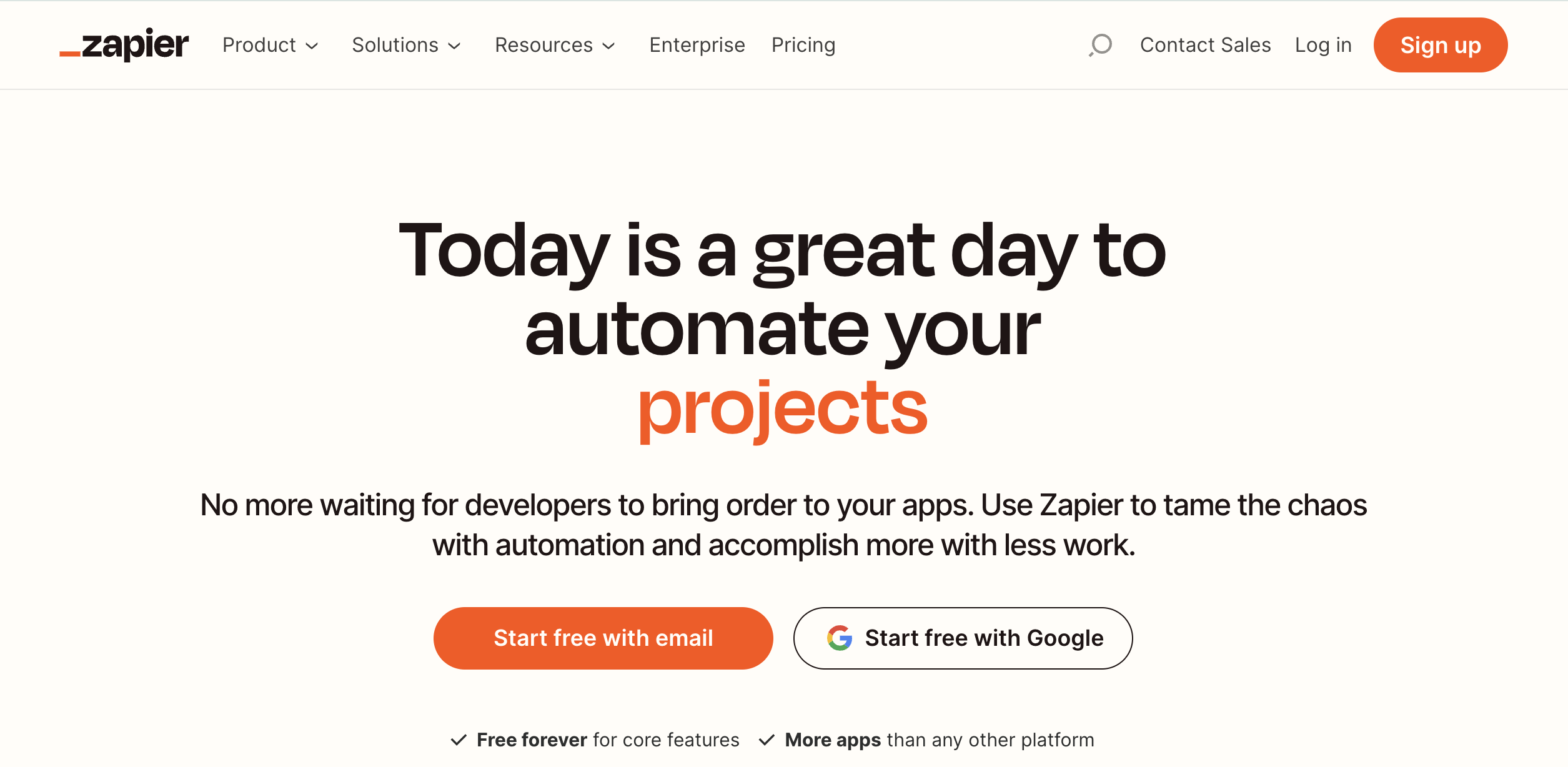 Zapier homepage