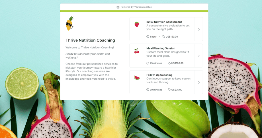 customizable background images for booking page