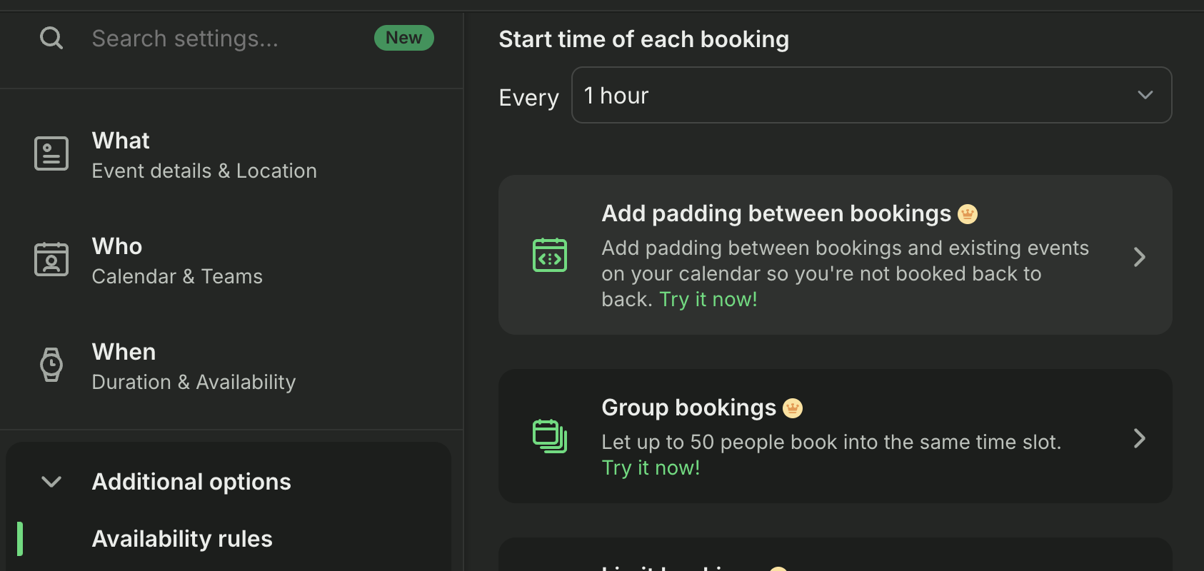 Group booking settings in YouCanBookMe's scheduling tool