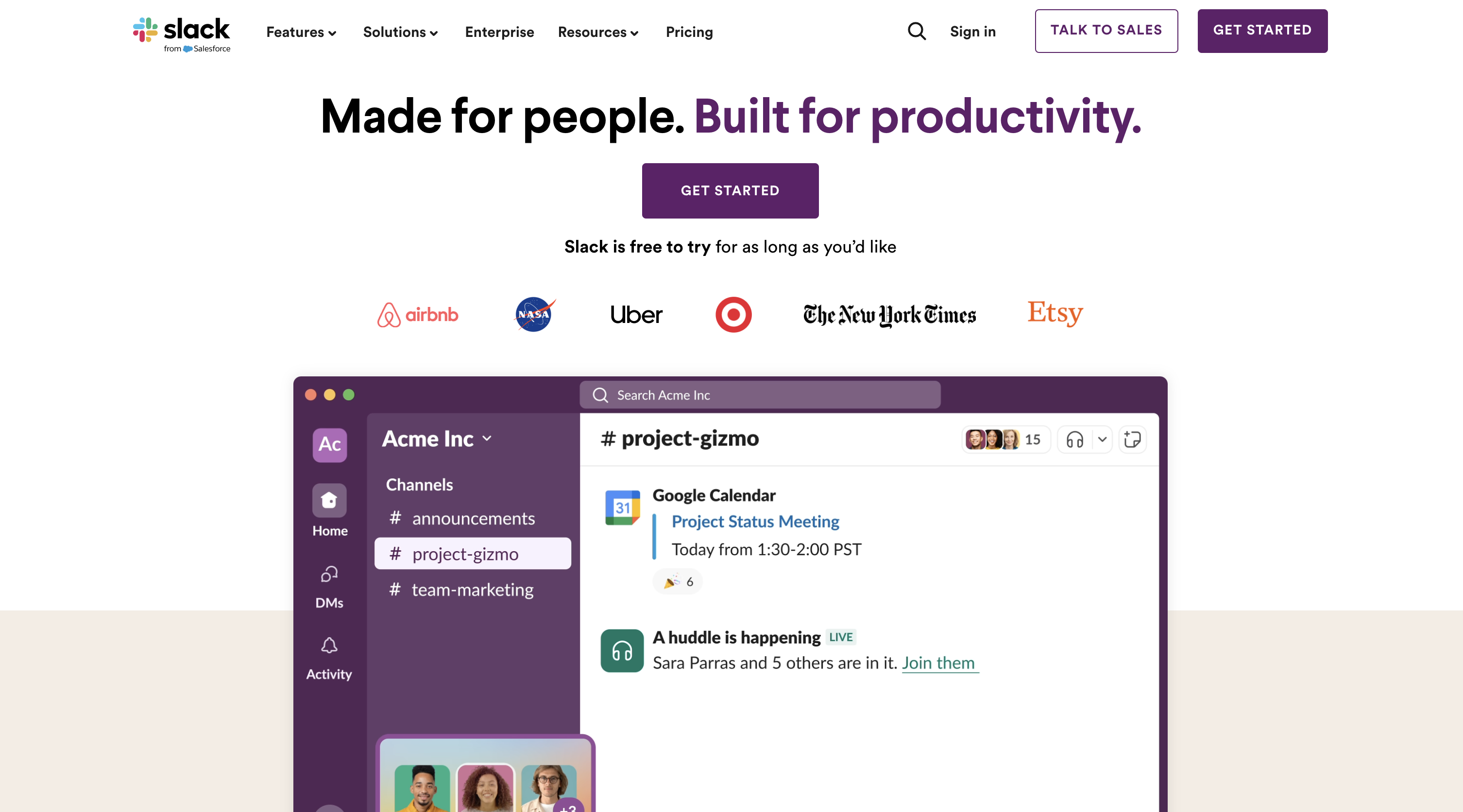 Slack messaging platform