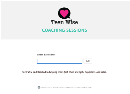 Teenwise password protected page