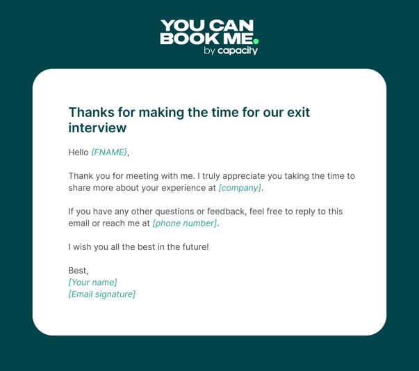 Writing Meeting Follow-up Emails Template 11 thanks for making time for our exit interview