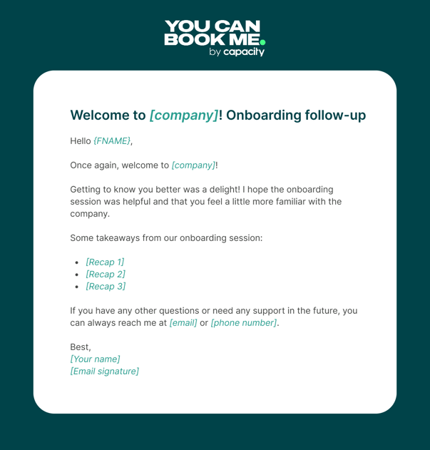 Writing Meeting Follow-up Emails Template onboarding follow up