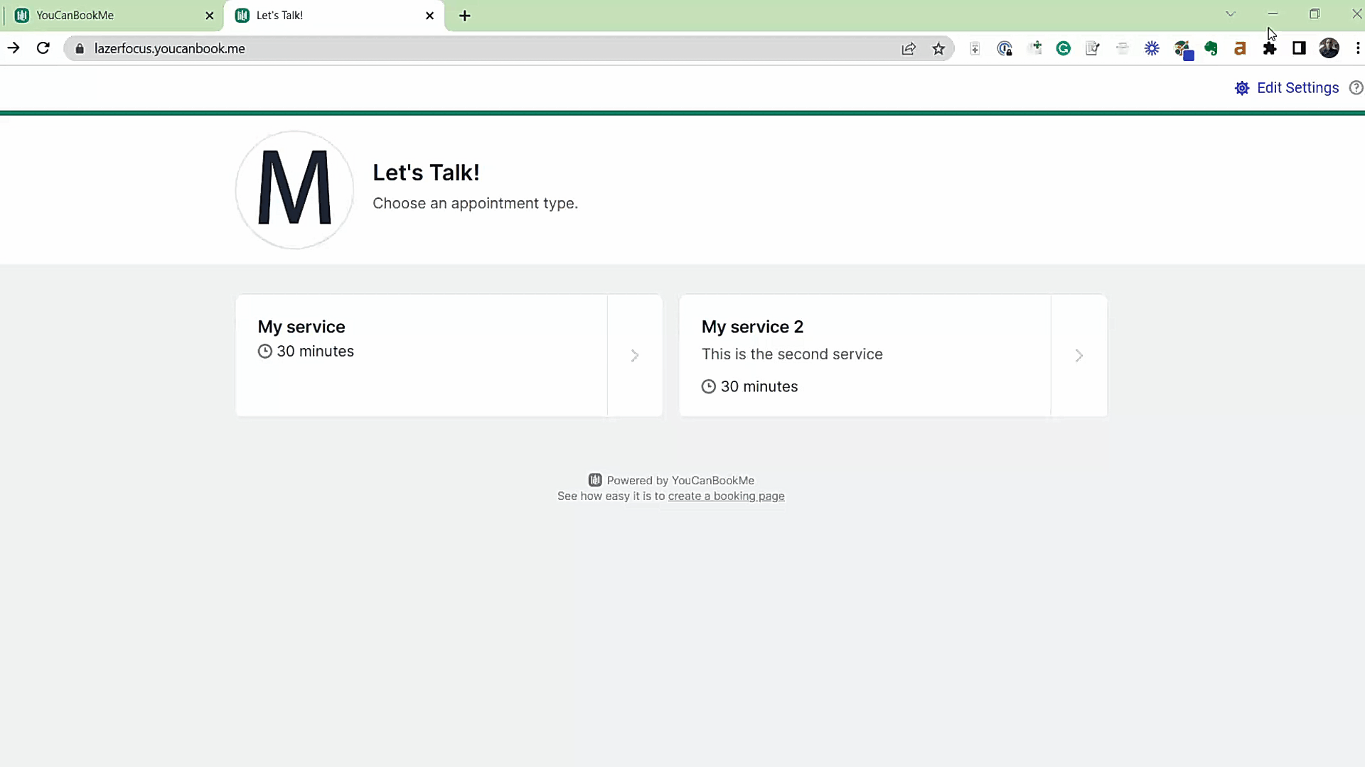 YCBM appointment type user journey