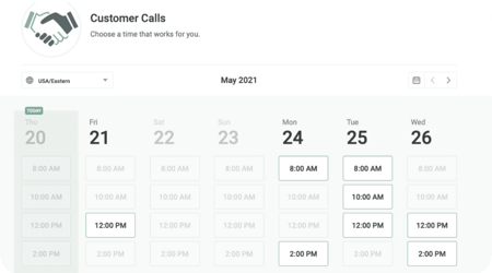 YouCanBook.me’s calendar scheduling software lets customers easily choose a meeting slot that works for them