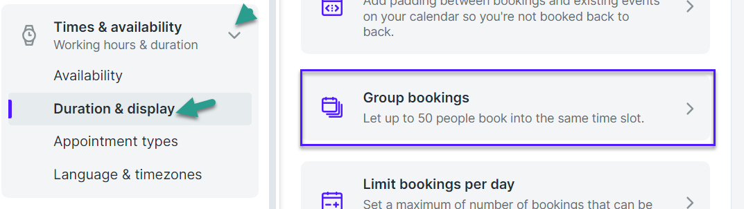 group bookings