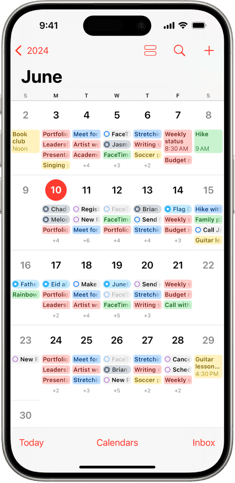 A screenshot of Apple Calendar's mobile monthly view, displaying June 2024.