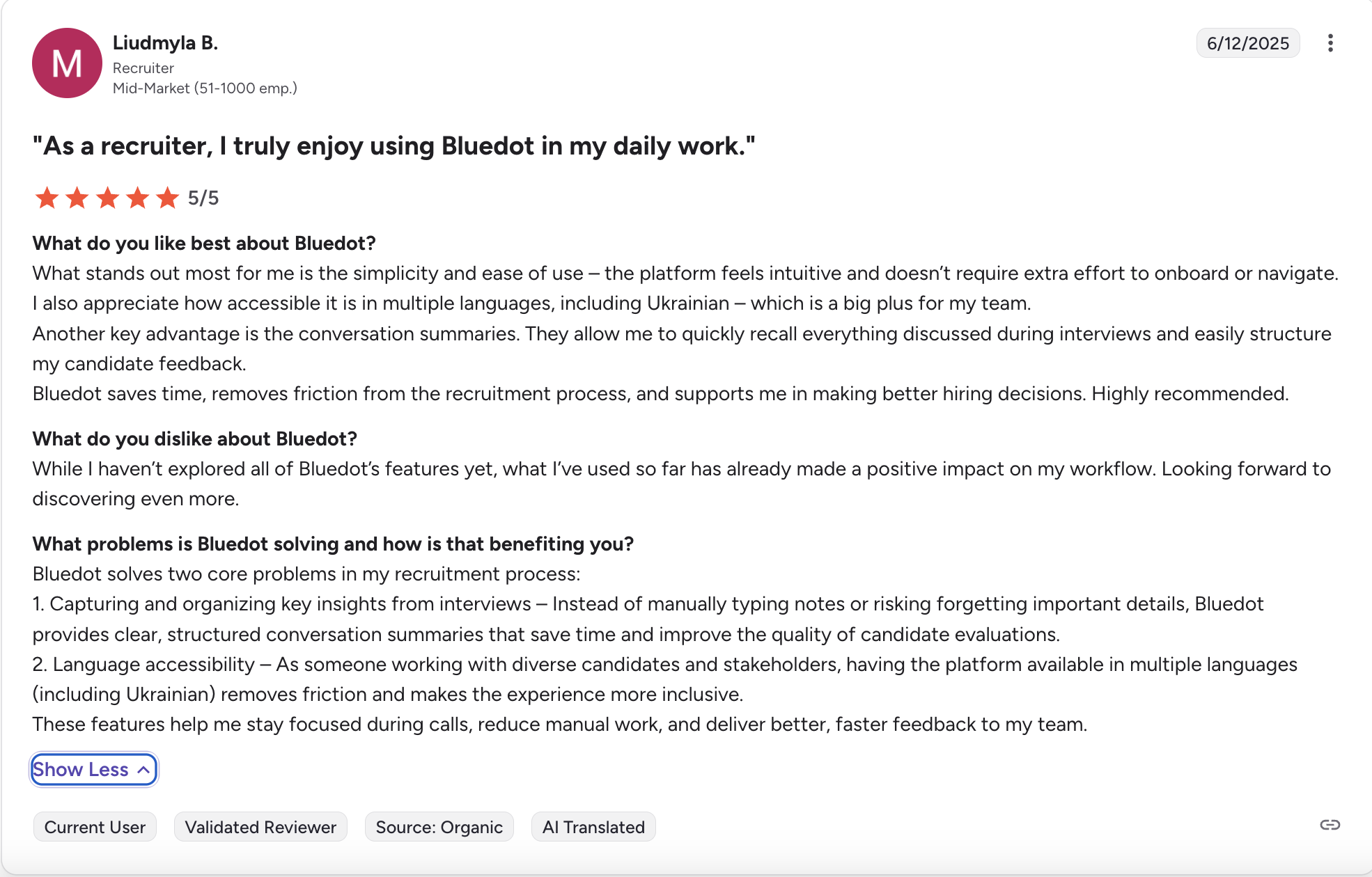 bluedot positive review