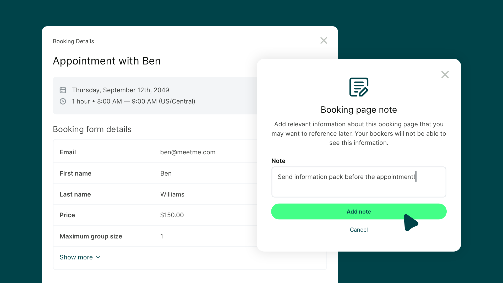 use booking notes to track leads
