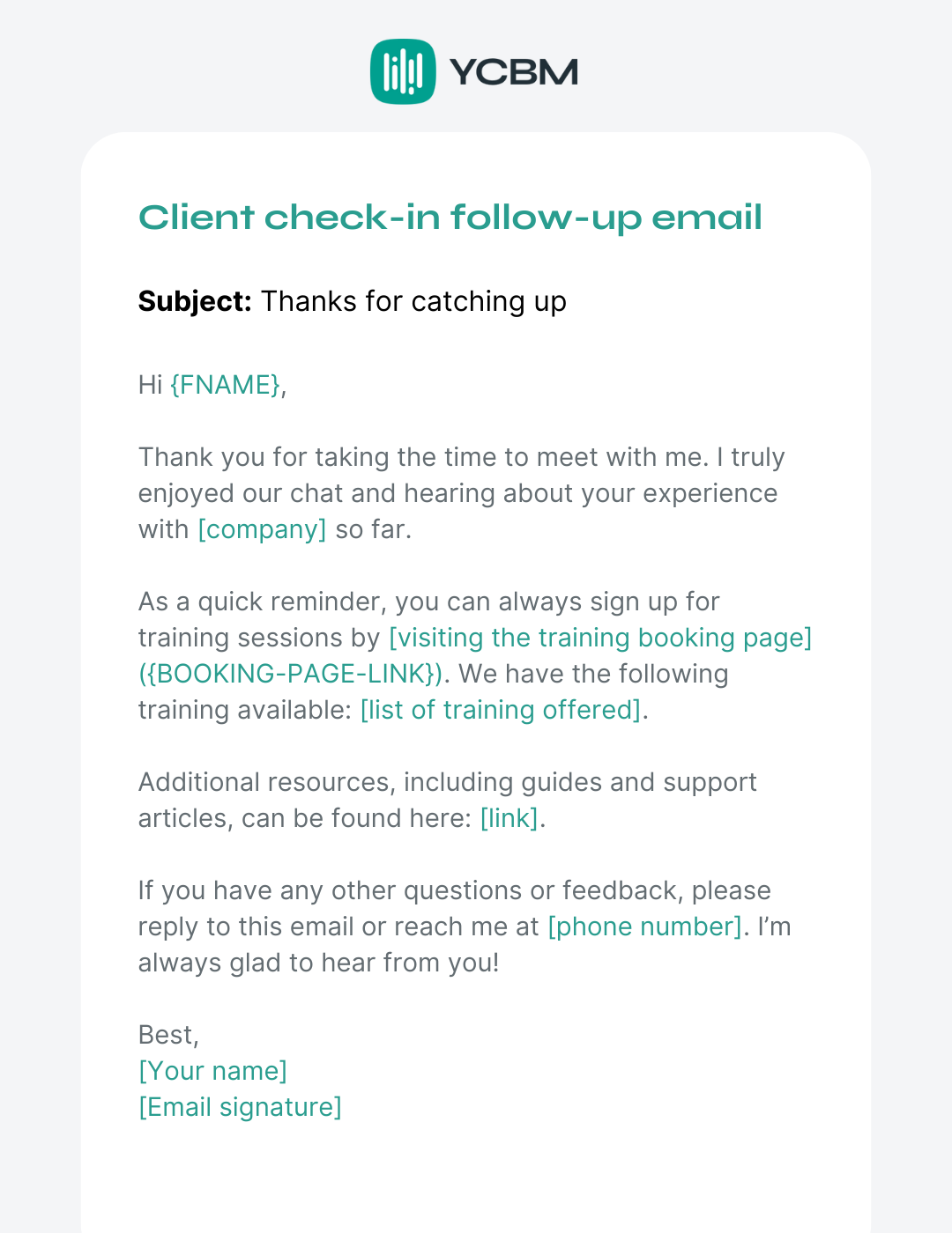 client check-in follow-up email