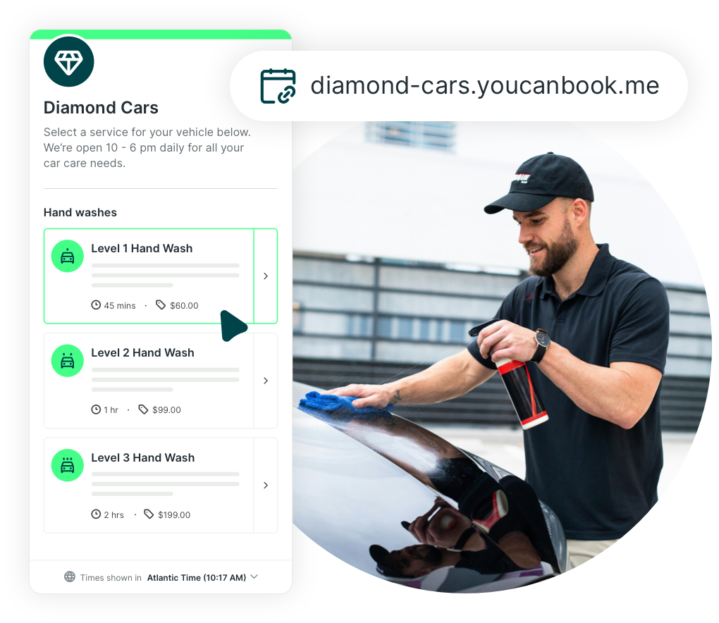 customizable booking pages for automotive businesses