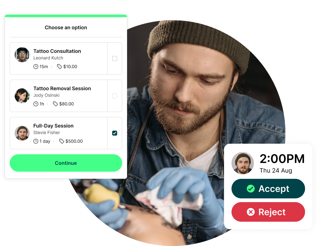 customizable tattoo booking page