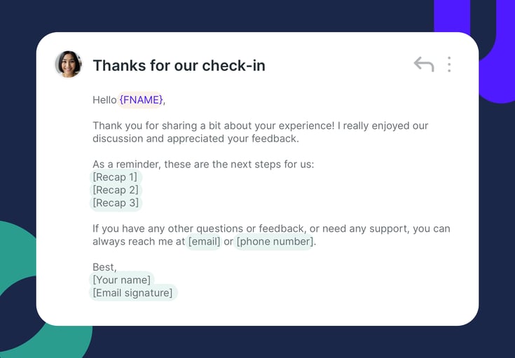 employee check-in email follow up template