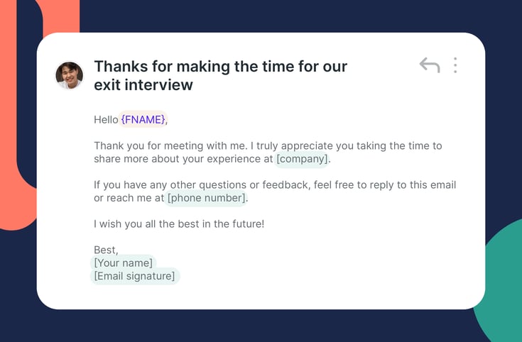 exit interview email follow up template
