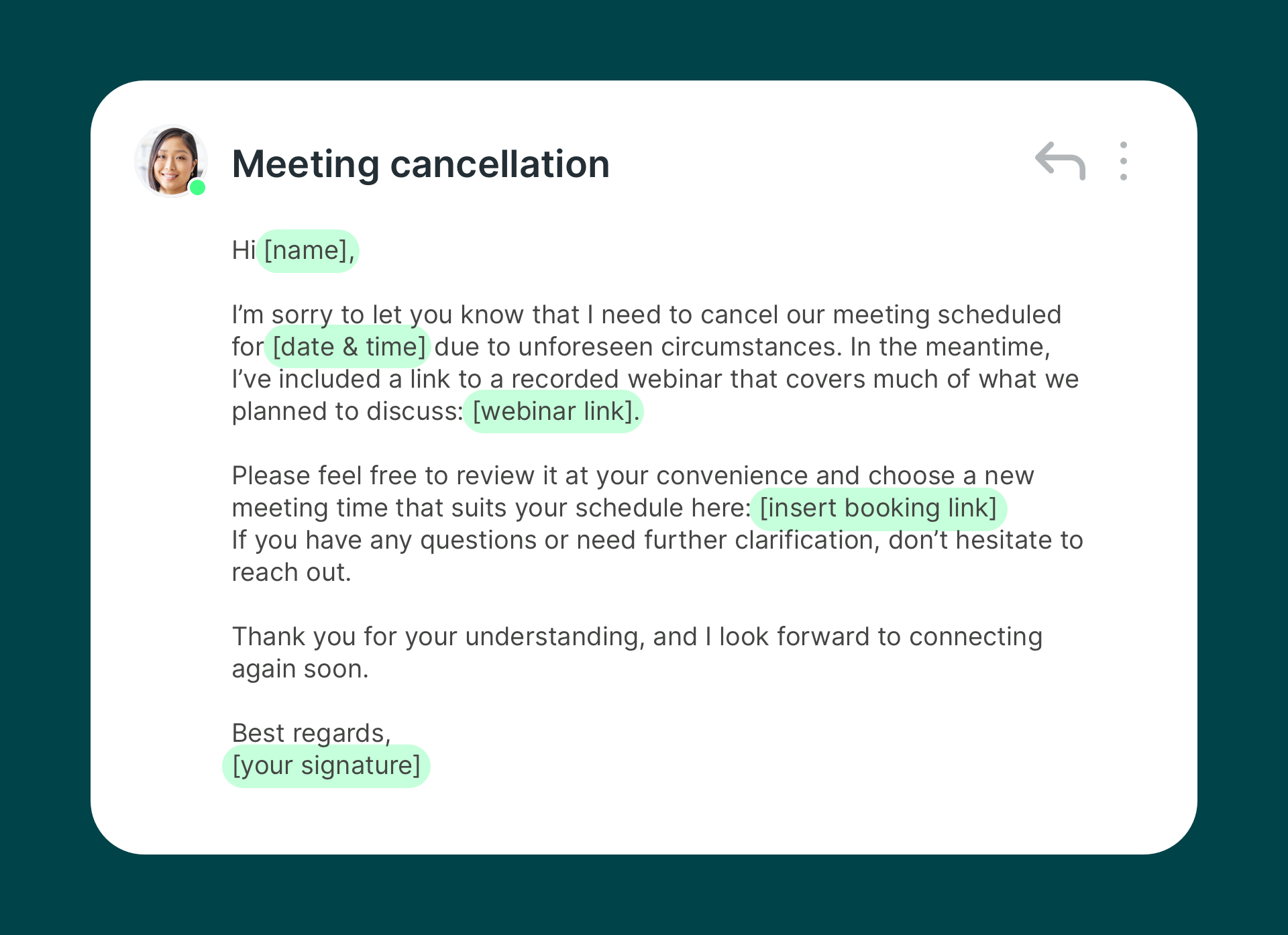 meeting cancellation email template