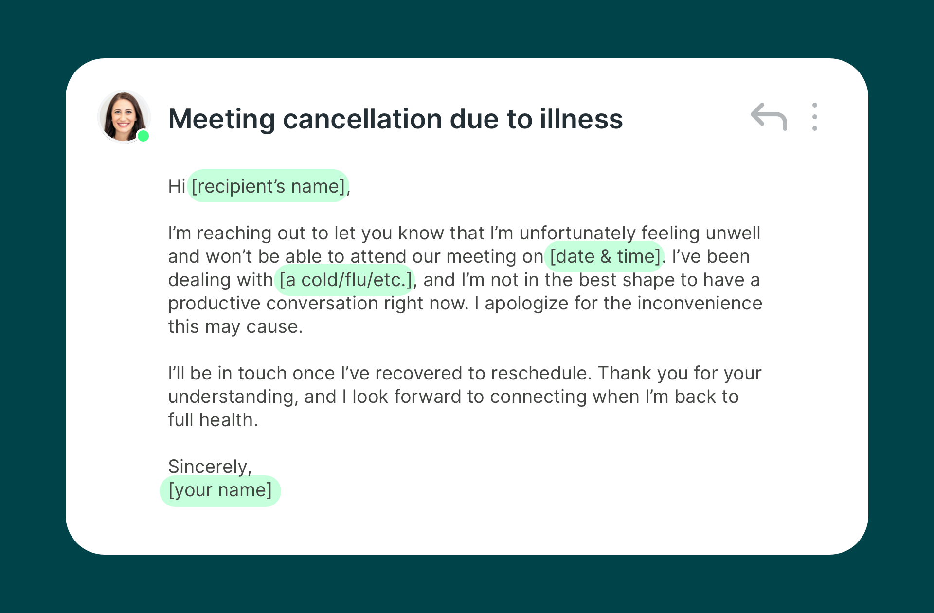 meeting cancellation template due to illness