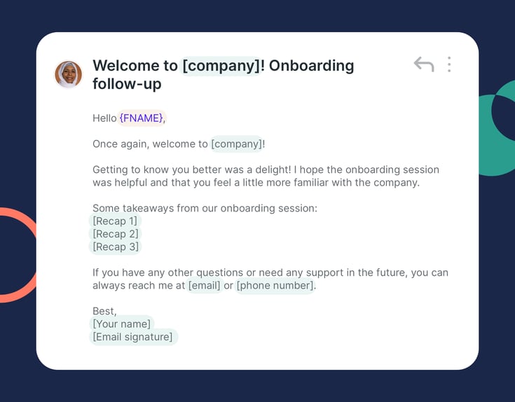 new employee onboarding email follow up template