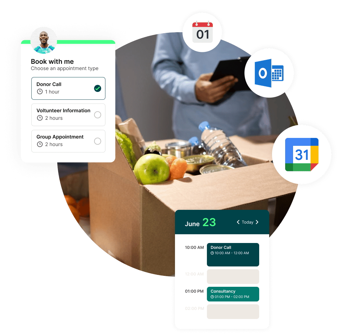nonprofit donor booking