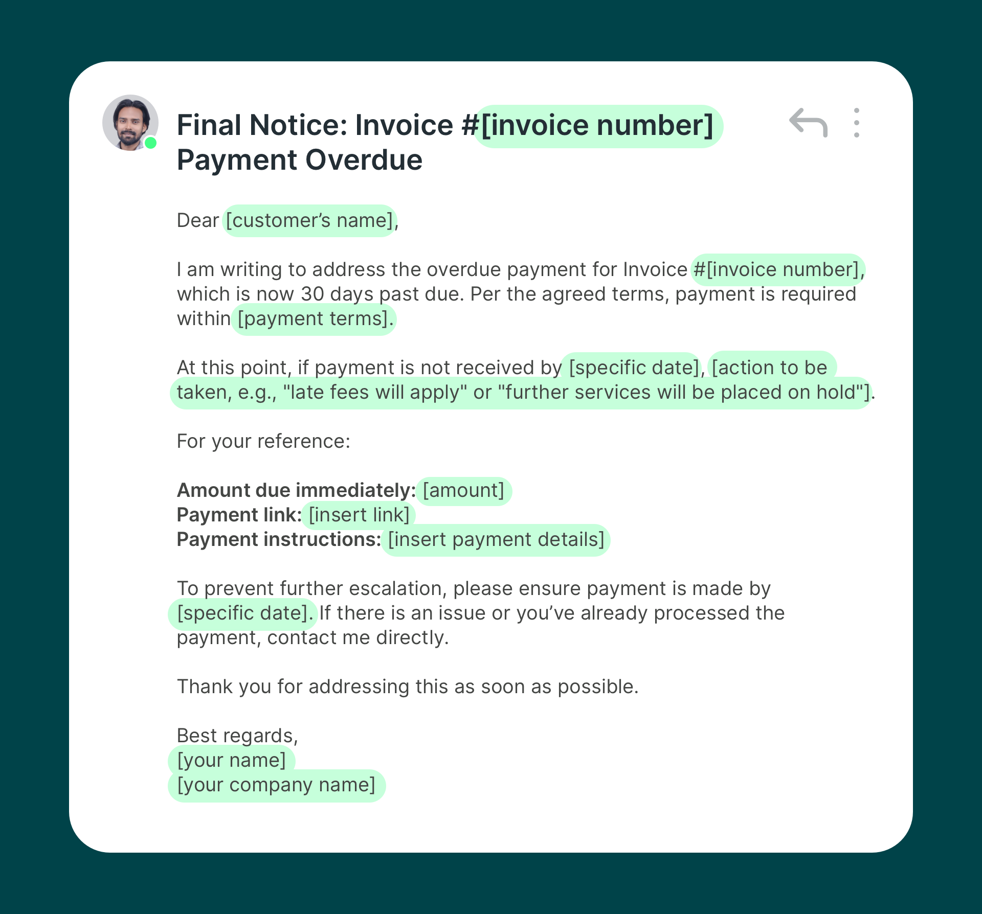 payment reminder email - invoice # payment overdue