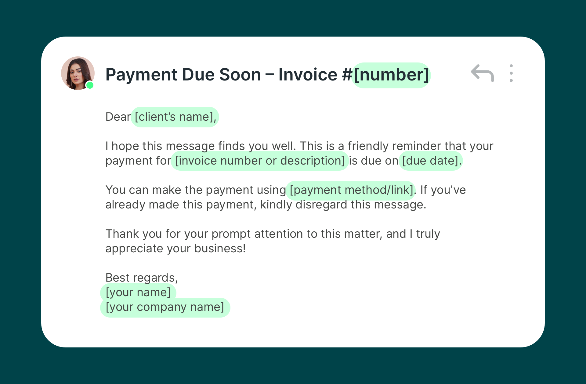 payment reminder email - paument overdue invoice#