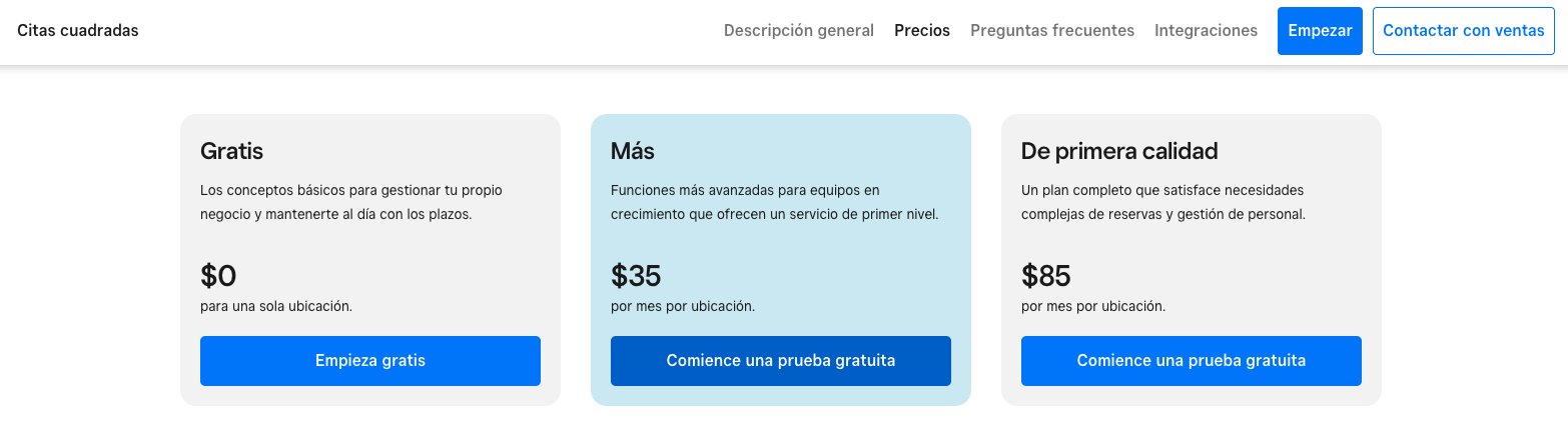 square pricing spanish