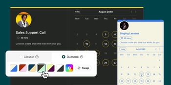 YouCanBookMe duotone and dark themes for booking pages