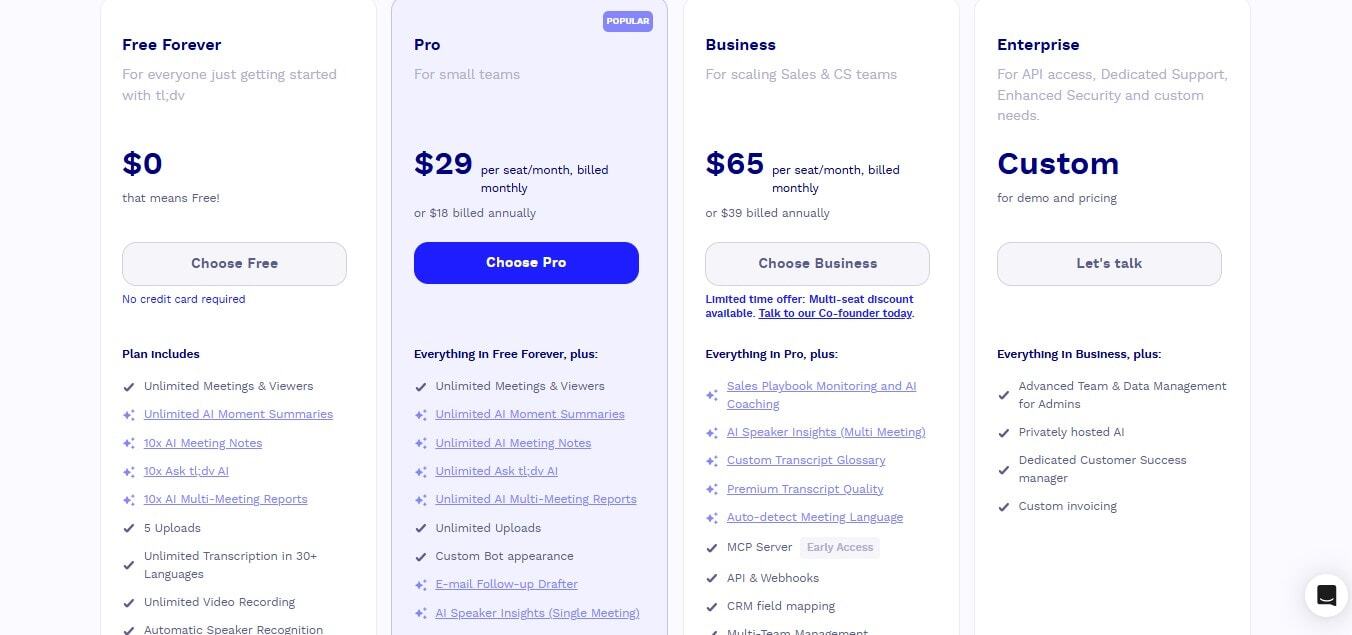 tldv pricing