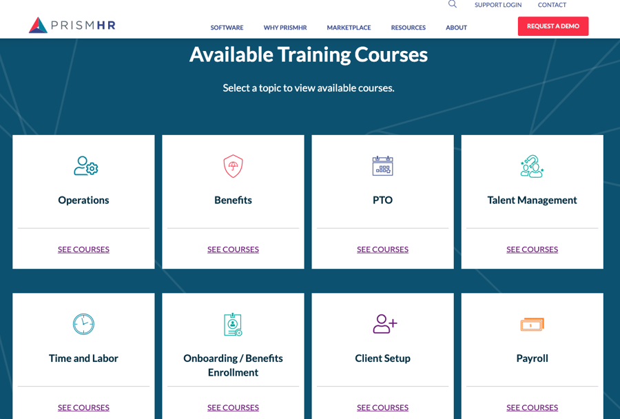 training courses screenshot