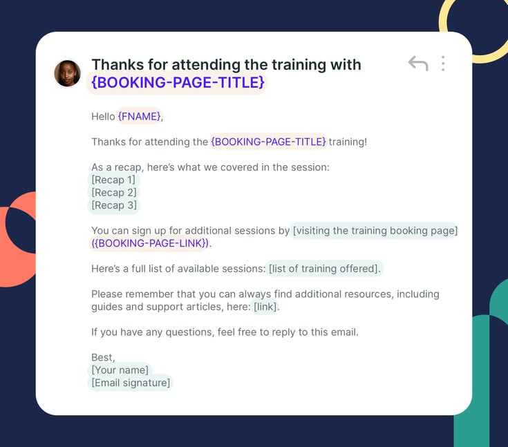 training session email follow up template