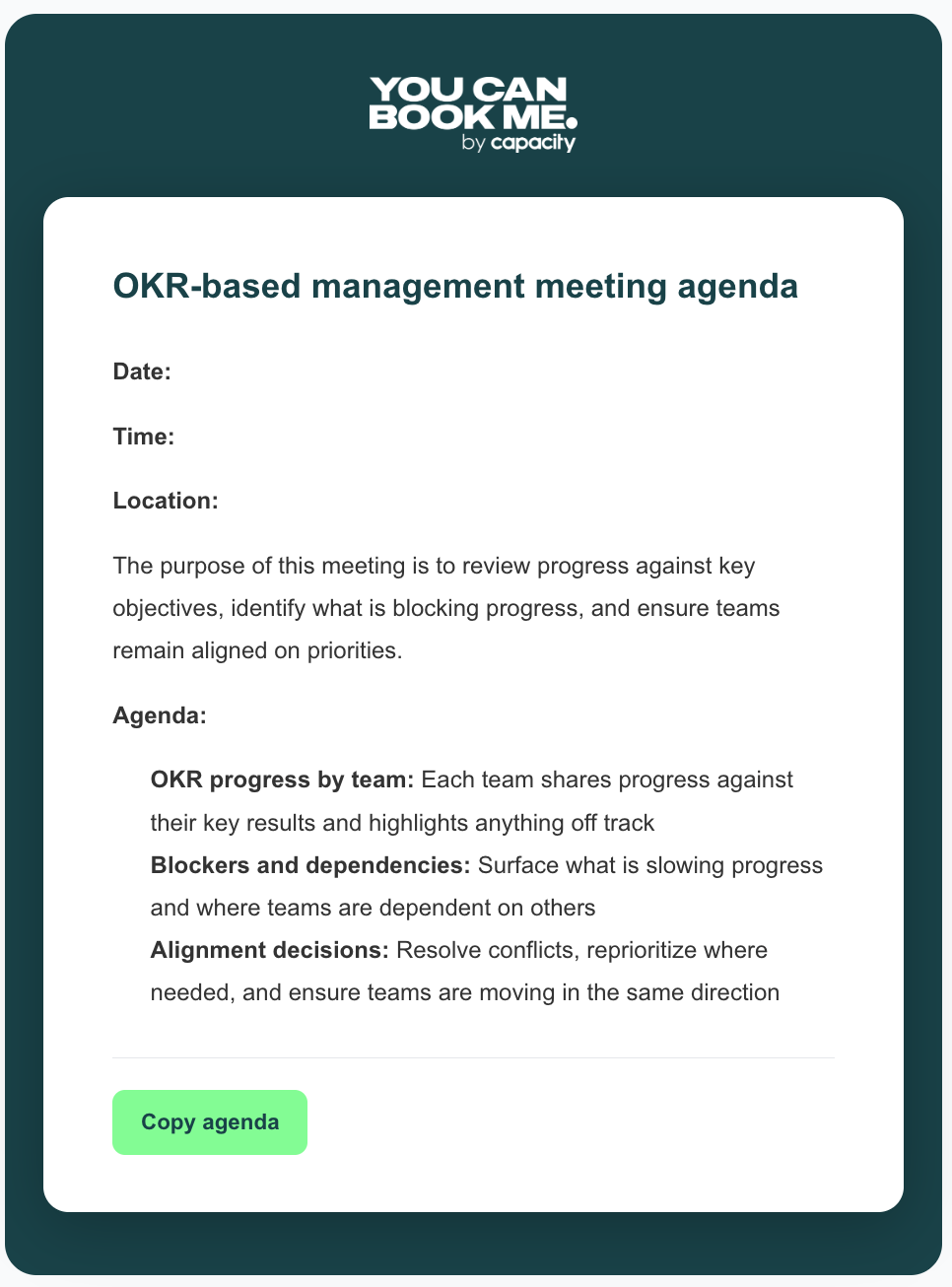 OKR-based management meeting agenda